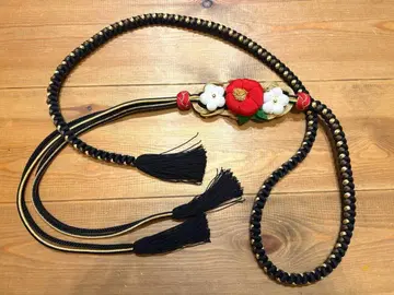 성인식 허리띠 후리소데용 동백 블랙 베이스 성인식