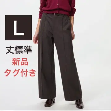 새상품 브러쉬드 저지 와이드 팬츠 (기장 표준) L 다크 브라운 유니클로