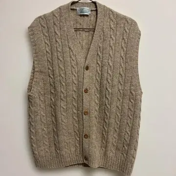 [ 새상품급 ] 뉴요커 케이블 니트 베스트 남성용 울 100 베이지 L