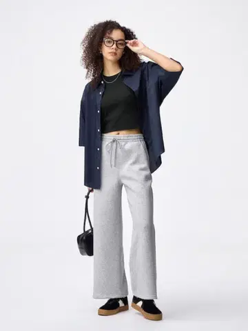 GU 퍼프 맨투맨 배기 팬츠 그레이 S