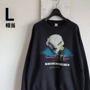 90s USA 빈티지 ALORE 맨투맨 블랙 버팔로 L