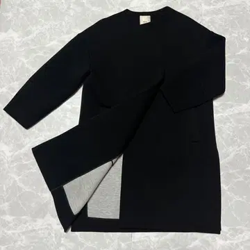 ebure 본딩 코트 노카라 코트 26 사이즈 블랙 에부르