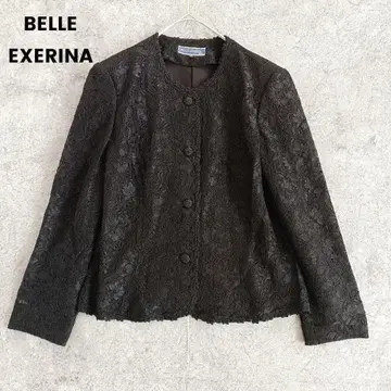 BELLE EXERINA 블랙 포멀 자켓 전체 레이스 꽃무늬 M