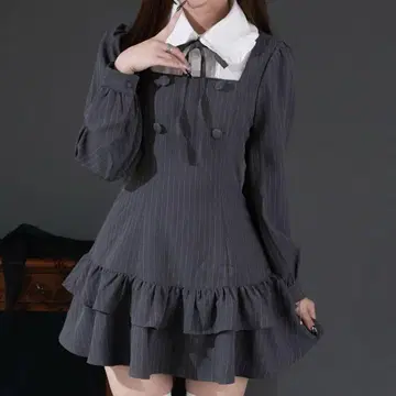 Pal elfy 클래시컬 셔츠 레이어드 원피스 블랙