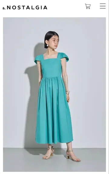 틸 스퀘어넥 롱 원피스