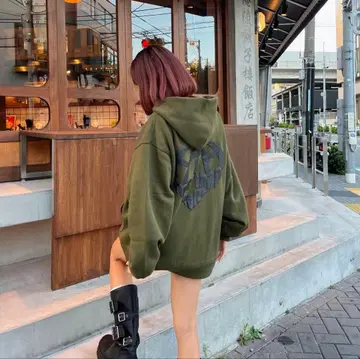HTH 하트 로고 후디 하트 로고 후드티 올리브 카키
