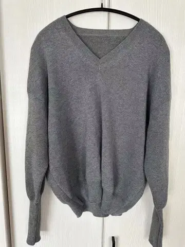 코튼 울 V넥 풀오버