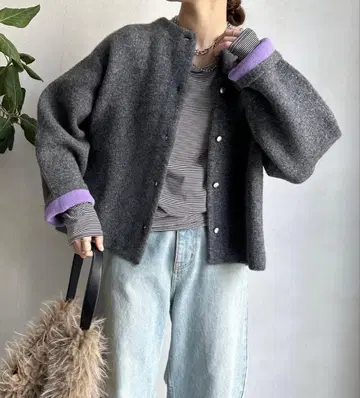 doudou 더블 페이스 니트 숏코트