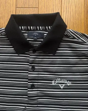 새상품 Callaway 보더 블랙 피케 셔츠 M