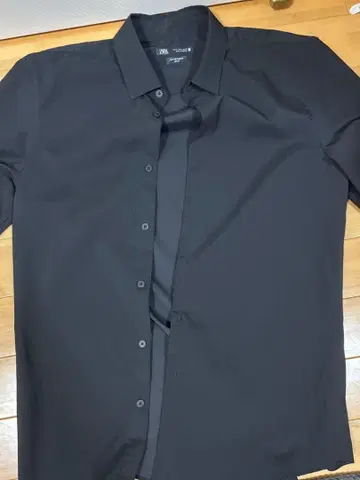 ZARA 블랙 셔츠 M 액티브 패브릭