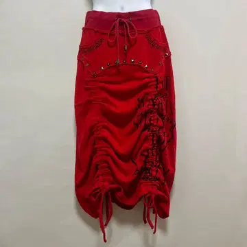 빨간색 플레어 스커트 드로우 스트링 포함