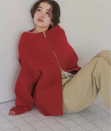 titivate 더블 지퍼 오버 사이즈 니트 풀오버