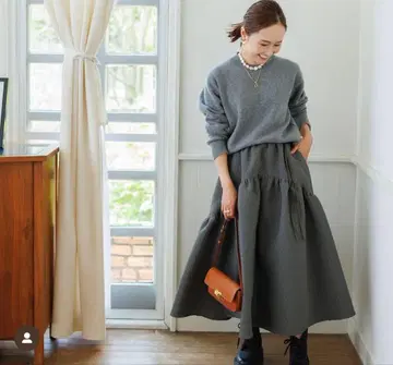 블루레아 Bluelea 자카드 스커트/블랙 36