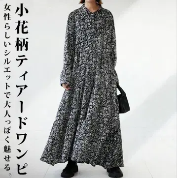 [ antipua ] 미니 꽃무늬 티어드 원피스 블랙