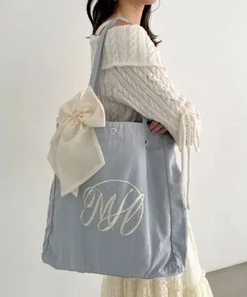 리본 모티브 세트 로고 토트백