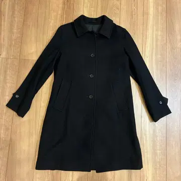 블랙 체스터 코트 울 혼방