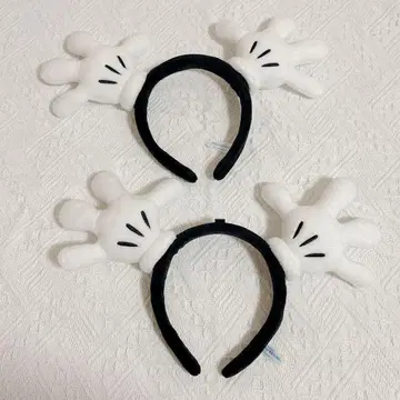 페어 머리띠 디즈니랜드 시 미키마우스 손 모양 모자 화이트 블랙