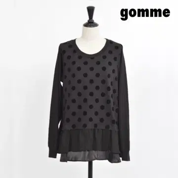 고무 플로키 도트 천축 프릴 T