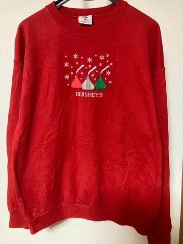 90s 00s HERSHEY'S 맨투맨 빨간색 키스 초코 구제 의류 기업