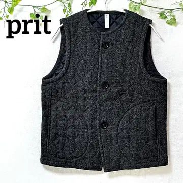 새상품급 프릿 울 퀼팅 베스트 차콜