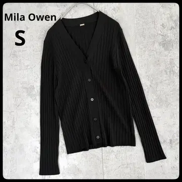 [ 새상품급 ] Mila Owen 울 100% 리브 니트 가디건 블랙