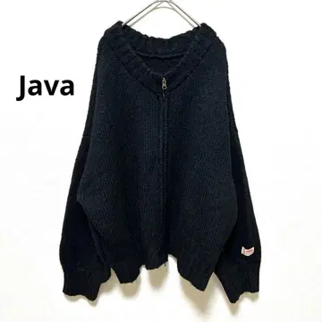 자바 오버 사이즈 니트 점퍼 블루종 아우터 L 빅 사이즈