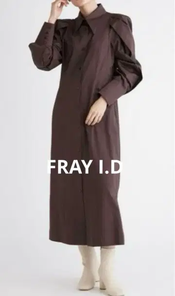 프레이 아이디 브라운 퍼프 슬리브 셔츠 원피스 롱