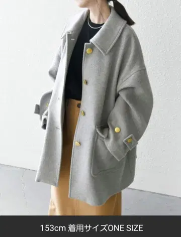 SHIPS any 논뮬징울 스탠 칼라 미디 코트 / L 그레이