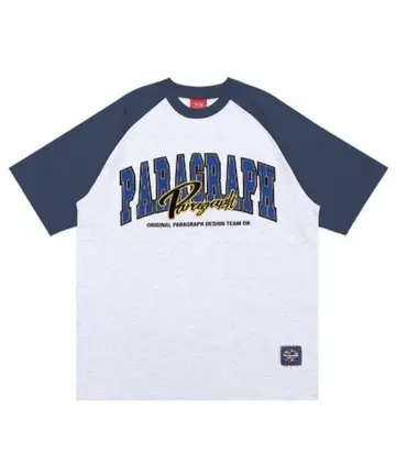 Paragraph 로고 래글런T셔츠 멜란지 그레이 파랑 한국 패션