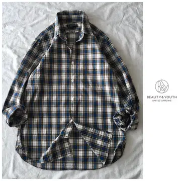 유나이티드 애로우즈 [세탁 가능] 배색 체크 셔츠 블라우스 일본제