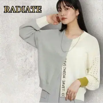 라디에이트 RADIATE 바이컬러 로고 테이프 니트 가디건 아이보리