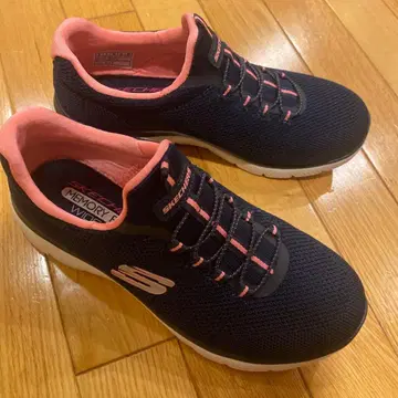 SKECHERS 메모리폼 스니커즈 네이비/핑크