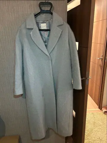 And Couture 롱 코트 스카이블루 38 사이즈 모헤어 혼방