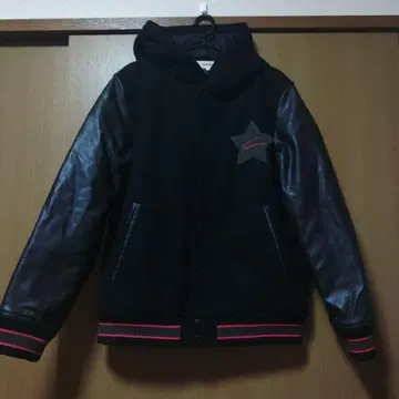 타미힐피거 후드 부착 바시티 자켓 블랙