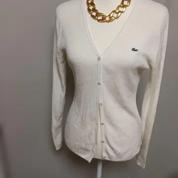 Lacoste 화이트 V넥 가디건