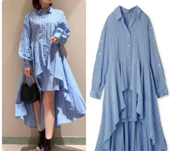 SNIDEL 피쉬테일 셔츠 원피스 모리 카스미 스나이델 스트라이프