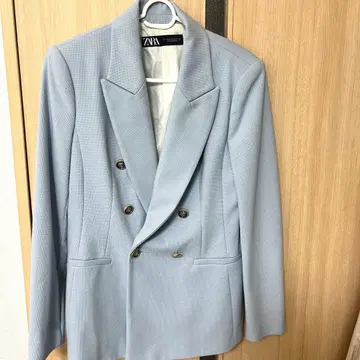 ZARA 라이트 블루 더블 브레스트 자켓 M