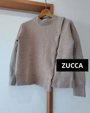 ZUCCA 주카 절개 디자인 니트 스웨터 상의 카멜 일본제