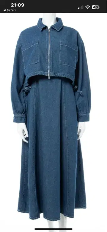 [ 새상품급 ] INGNI 데님 셋업 블루 자켓 원피스