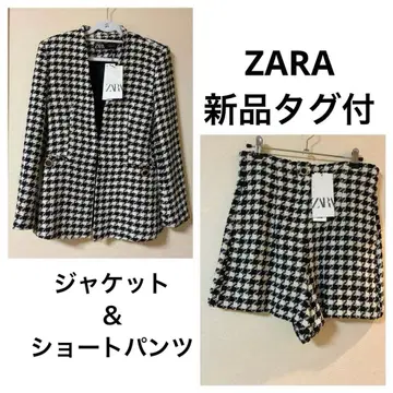 ZARA 자라 하운드 투스 체크 자켓 & 숏팬츠 세트