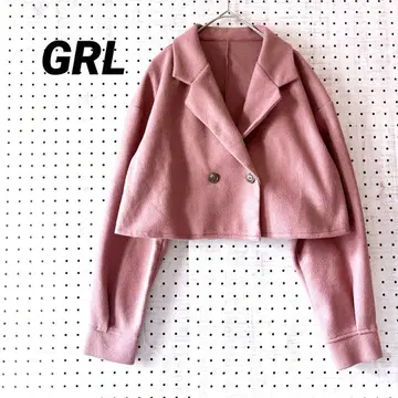 그레일 크롭 자켓 더블 버튼 ( S ) 더스티 핑크 폴리에스테르