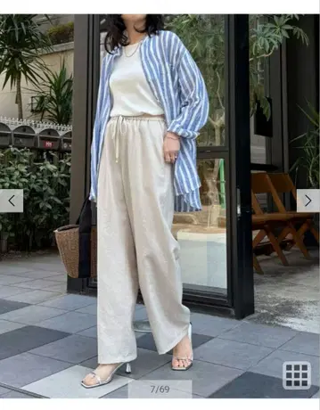 린넨 혼방 세미 와이드 팬츠