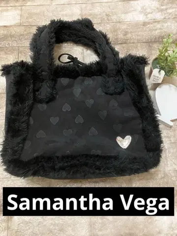 Samanth Vega 하트 무늬 복슬복슬 퍼 토트백 리버서블