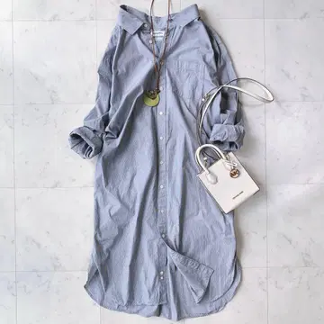 새상품급 짐플렉스 스트라이프 셔츠 원피스 루즈핏 일본제 블랙 x 화이트