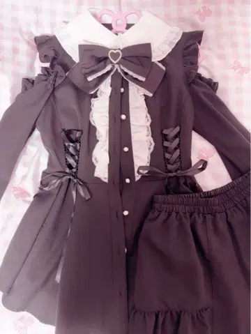 시크릿허니 사이드 레이스업 오프숄더 셋업 블랙