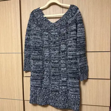 헤이세이 갸루 그레이 계열 케이블 짜임 니트 원피스