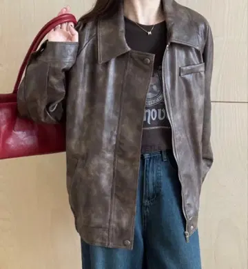 비건 가죽 루즈 자켓