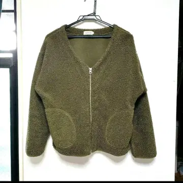 LEPSIM 올리브색 보아 자켓 V넥