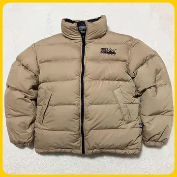 퍼스트다운 USA 리버서블 다운 자켓 M 베이지 블랙 육중함
