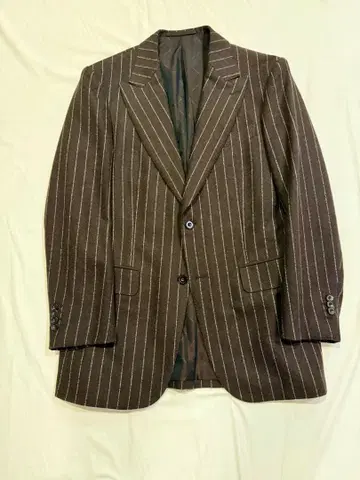 TAKEO KIKUCHI 울 브라운 스트라이프 자켓 L 다케오 키쿠치